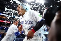 デビューから３戦目にメジャー１号を放った岡本和真。(C)Getty Images