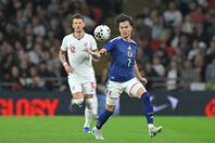 先制点を挙げた三笘。写真：金子拓弥（THE DIGEST写真部）