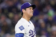 今季初登板を迎えたドジャースの大谷。本拠地ガーディアンズ戦に「１番・投手兼DH」でスタメン出場した。(C)Getty Images