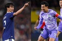 欧州遠征で連勝を飾った日本（左）と連敗を喫した韓国（右）。(C)Getty Images