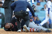 ガーディアンズ外野手のマルティネス。２戦連続で痛すぎるアクシデントに見舞われた。(C)Getty Images