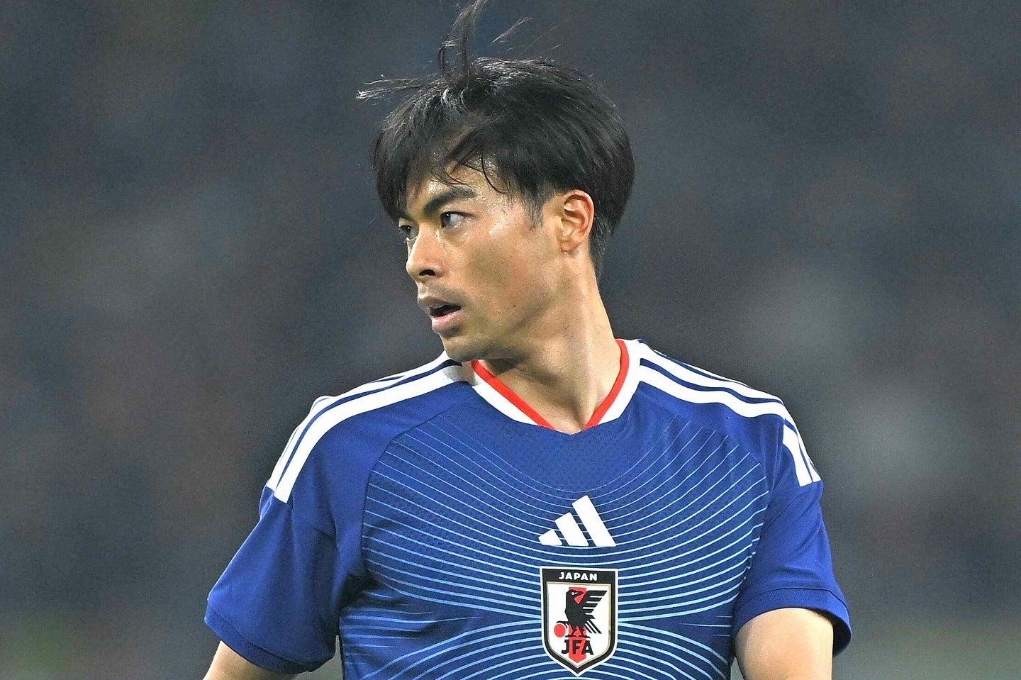 イングランド戦で決勝ゴールを決めた三苫。写真：金子拓弥（THE DIGEST写真部）