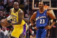 ジョーダン(右)は40歳で余力を残しつつ引退。現在41歳のレブロン(左)は今後どんな晩年を送るか。(C)Getty Images