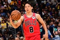 ２試合連続で出場した河村。“バスケの聖地”で３ポイントを成功させた。(C)Getty Images