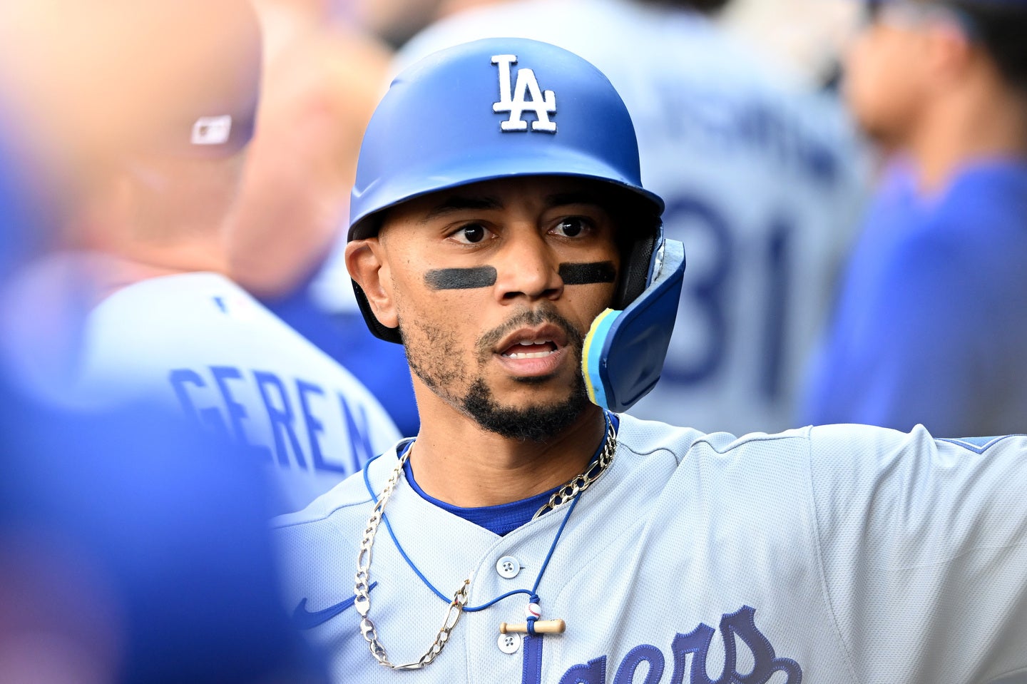 ドジャースのベッツ。初回に右腰の痛みで途中交代となった。（C）Getty Images