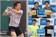 かしわ国際オープンのシングルスで準優勝した白石光（左）。ダブルスは齋藤惠佑／白石（右上）が優勝、山﨑純平／川橋勇太が準優勝（右下）。写真提供＝吉田記念テニス研修センター