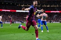 バルサに決勝点をもたらしたレバンドフスキ。(C)Getty Images