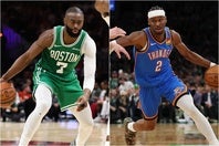 今季第24週のMVPに選ばれたセルティックスのブラウン(左)とサンダーのSGA(右)。(C)Getty Images