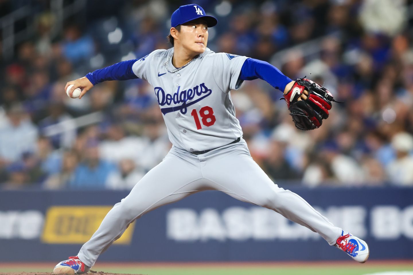 今季２勝目を挙げたドジャースの山本。(C)Getty Images