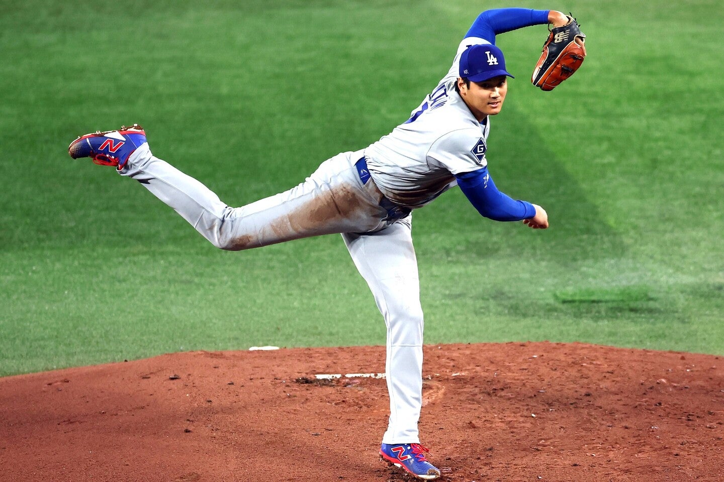 ブルージェイズ戦に「１番・投手兼DH」でスタメン出場した大谷。投打で存在感を示した。(C)Getty Images