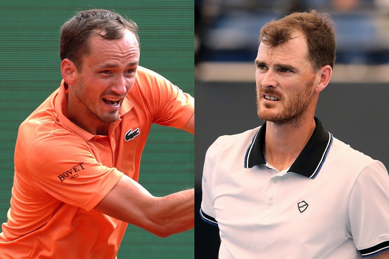 思うようにプレーできない悔しさからラケットをコートに投げつけて破壊したメドベージェフ（左）の行為にダブルス元王者のジェイミー・マリー（右）が危険性を指摘した。(Getty Images