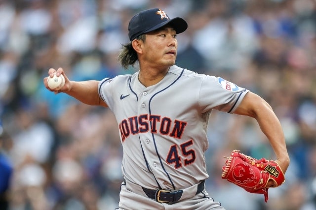 マリナーズ戦でまさかの初回KOに終わった今井。(C)Getty Images