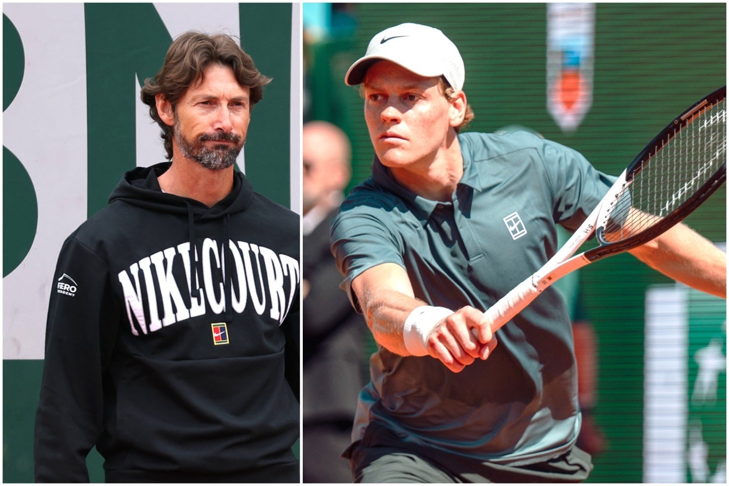 アルカラスとのコーチ契約解消後の動向が注目されるフェレーロ氏（左）。シナー（右）の陣営入りの噂が浮上していたが、それを否定した。（C）Getty Images