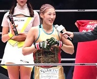 RIZINスーパーアトム級王者の伊澤星花。第１子妊娠を発表し、王座返上を発表した。写真：鈴木颯太朗