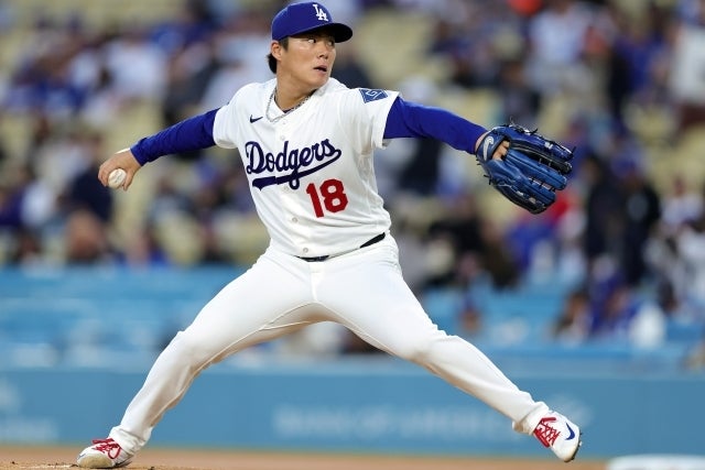 メッツ戦に先発した山本。20者連続アウトの好投をみせた。(C)Getty Images