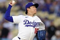 メッツ戦で今季４度目のマウンド上がったドジャースの山本。(C) Getty Images