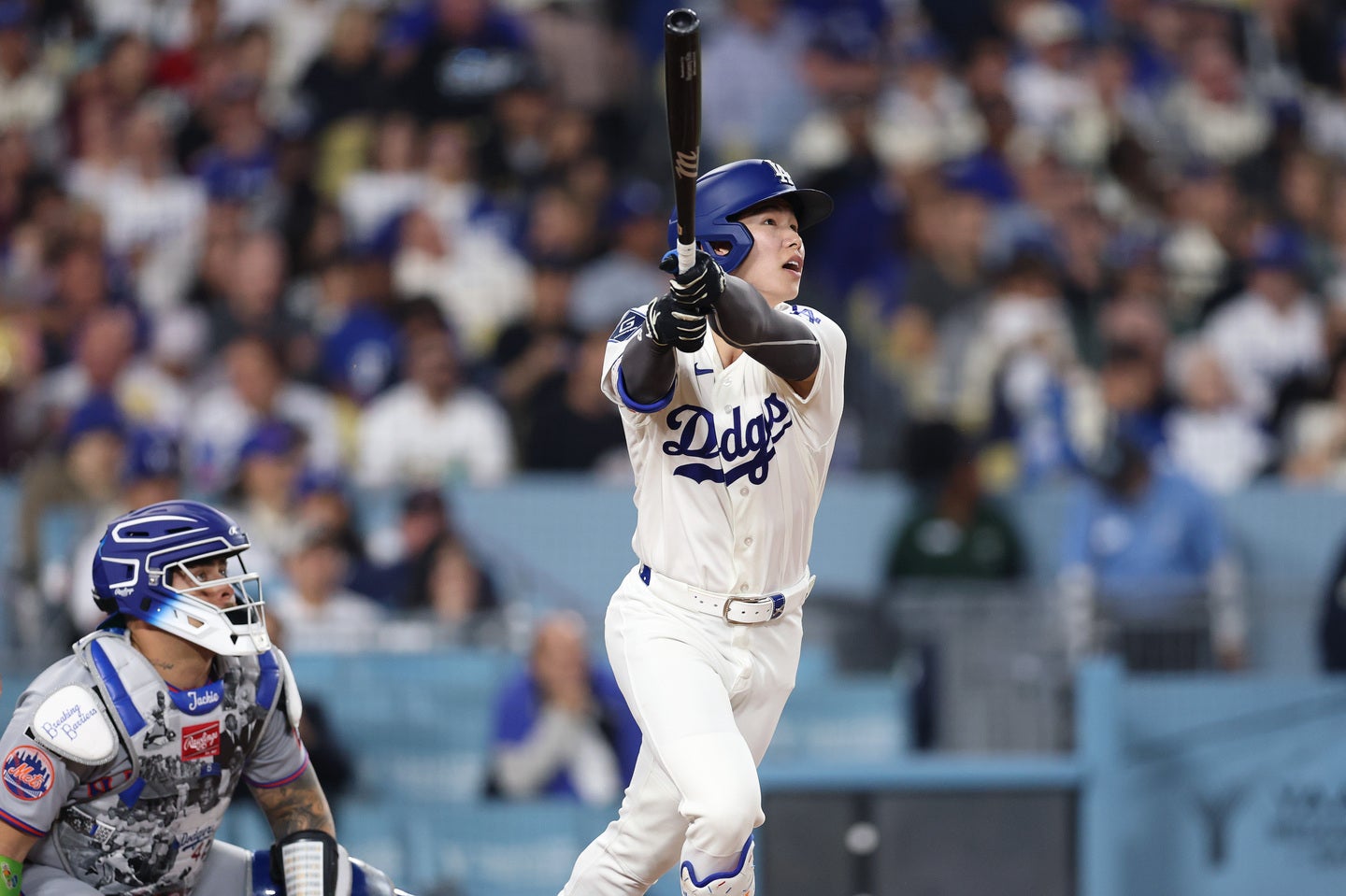 ドジャースのキム・ヘソン。今季１号２ランを放った。(C) Getty Images