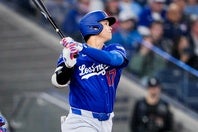 大谷は３回に右適時二塁打。連続出塁を51試合に伸ばし、球団歴代単独３位に浮上した。(C)Getty Images
