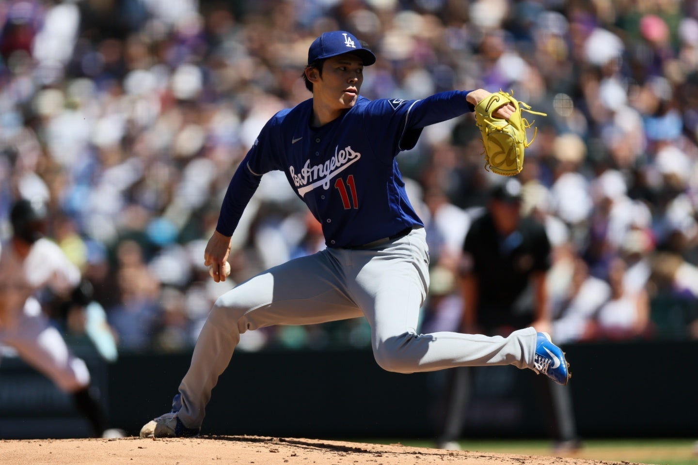 ロッキーズ戦に先発した佐々木。５回途中で降板し、またも初勝利はならなかった。(C)Getty Images