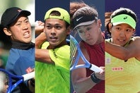 （左から）錦織はアメリカの下部大会、坂本、大坂、内島はマドリードOPに出場する。写真：滝川敏之、（C）Getty Images