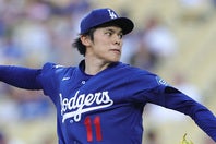 今季４度目のマウンドに上がったドジャースの佐々木。(C)Getty Images