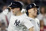 両者で今季計17本の本塁打を放っているヤンキースのライス（左）とジャッジ（右）。(C)Getty Images