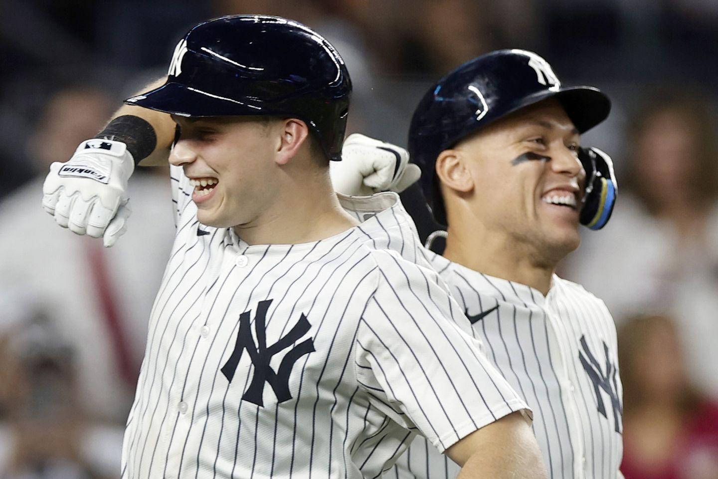 両者で今季計17本の本塁打を放っているヤンキースのライス（左）とジャッジ（右）。(C)Getty Images
