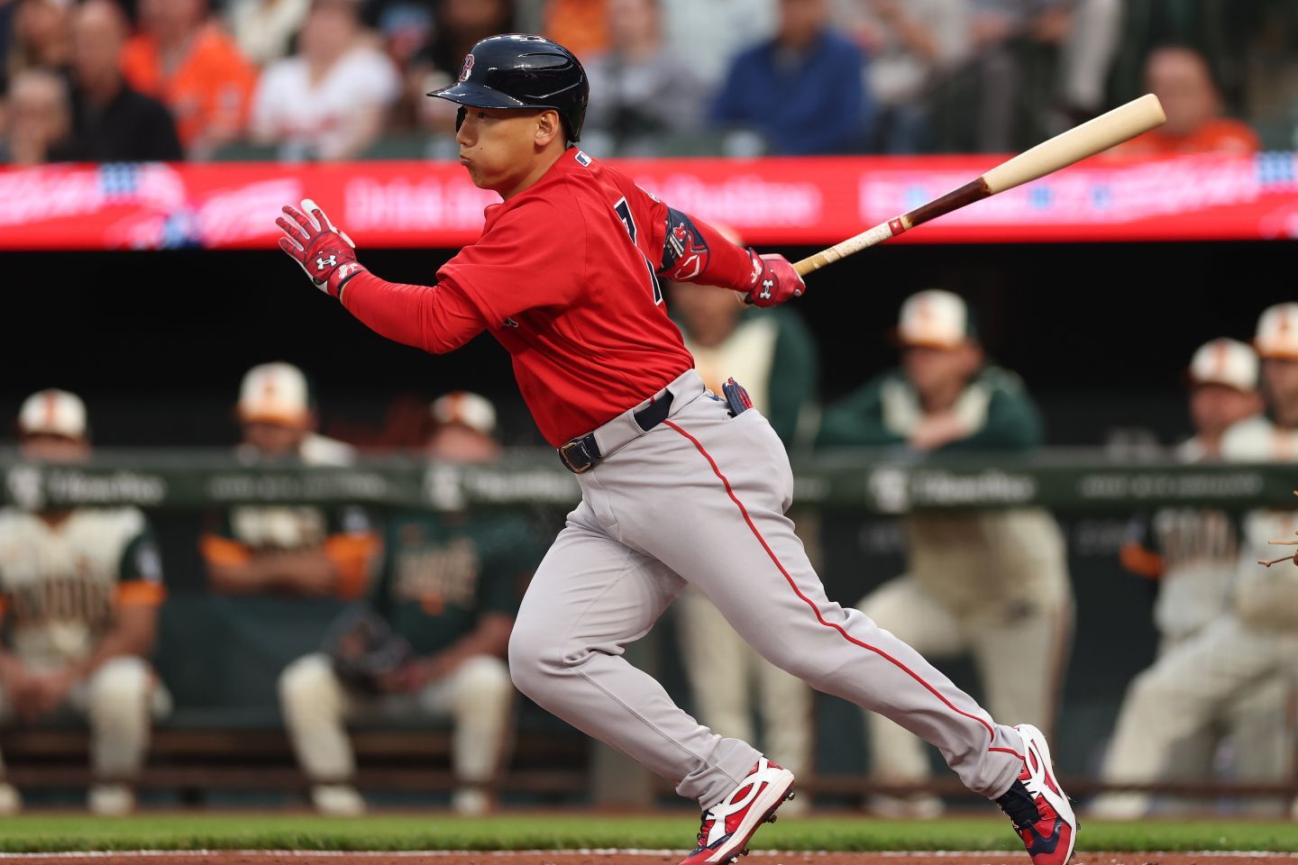 現地24日までに打率.261、OPS.719と健闘する吉田。(C) Getty Images