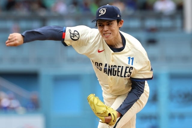 カブス戦で先発した佐々木。(C)Getty Images