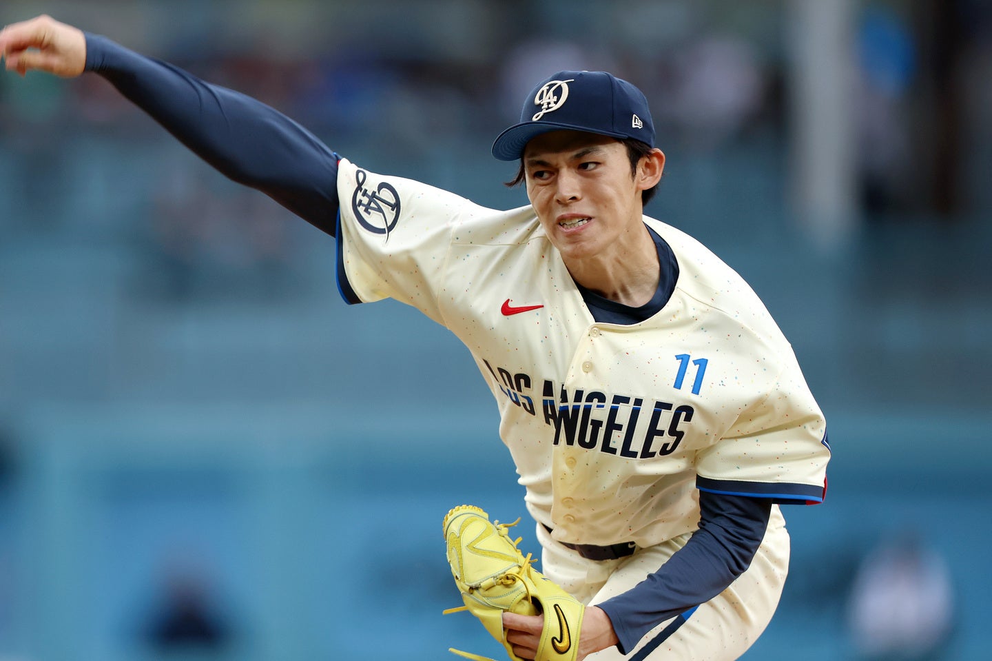 ドジャースの佐々木朗希。またもや崩れた。(C)Getty Images