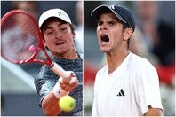 マドリードOP３回戦で実現したフォンセカ（左）との19歳対決はホダル（右）に軍配。２時間超えの熱戦を制し、大会初の16強入りを果たした。（C）Getty Images