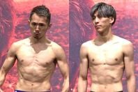 長きにわたり日本のフェザー級でトップクラスを張ってきた阿部（左）と、Sバンタム級から階級を上げた下町（右）が相まみえる。（C）THE DIGEST