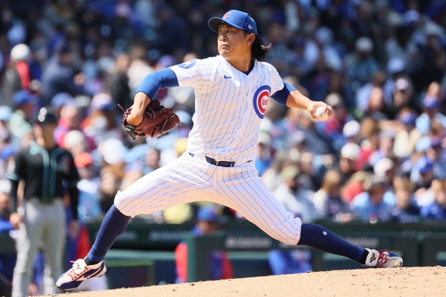今季３勝目を挙げた今永。三塁を踏ませぬ快投だった。(C)Getty Images