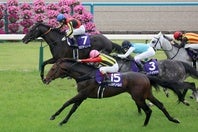 ７番のクロワデュノールが12番人気のヴェルテンベルク（15番）との激戦をハナ差で制した。写真：産経新聞社