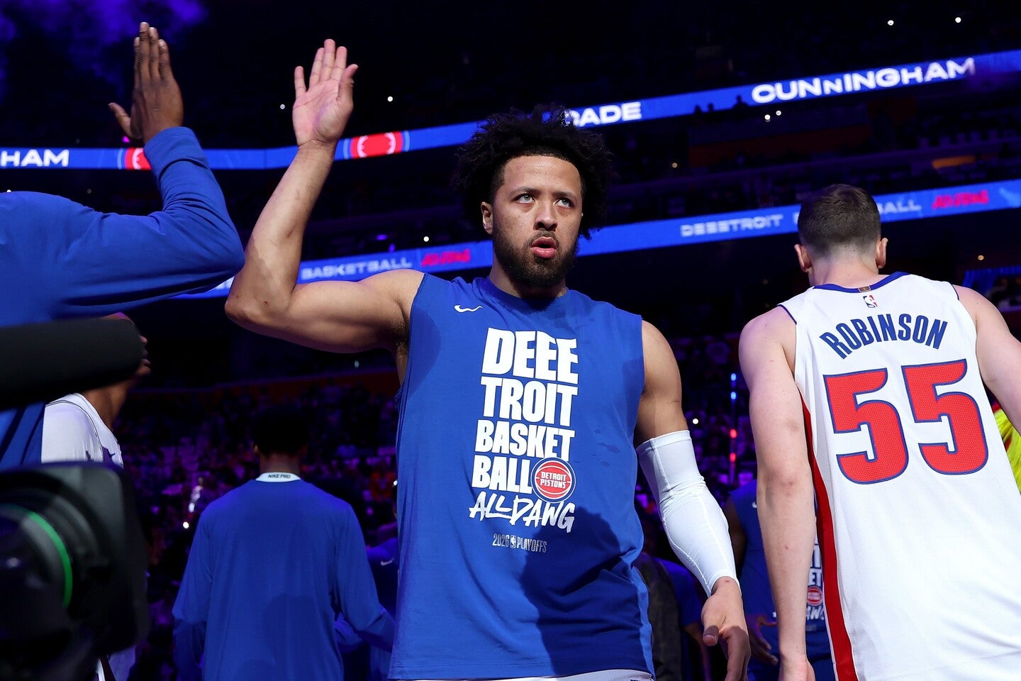 今プレーオフ１回戦、ピストンズのカニングハムが球団史に名を刻んだ。(C)Getty Images