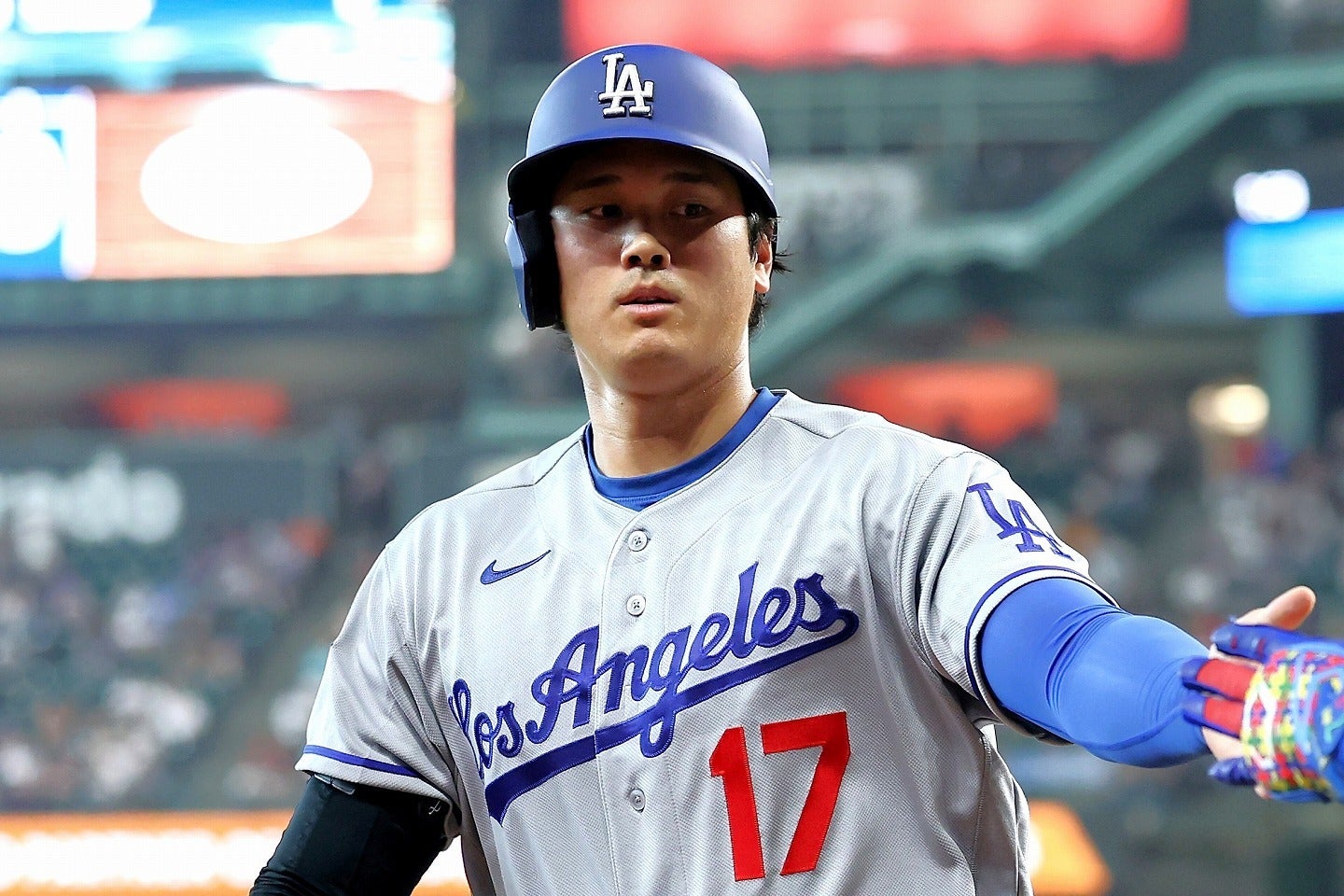 26打席ぶりのヒットを放った大谷。盗塁、タイムリーヒットもマークした。(C)Getty Images