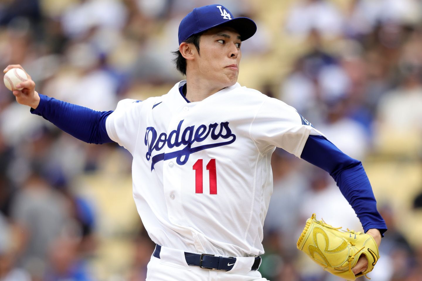 成長の兆しを見せるドジャースの佐々木。(C)Getty Images