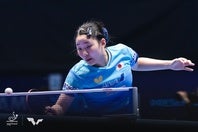 世界卓球団体で第４試合に臨んだ張本美和。(C)WTT