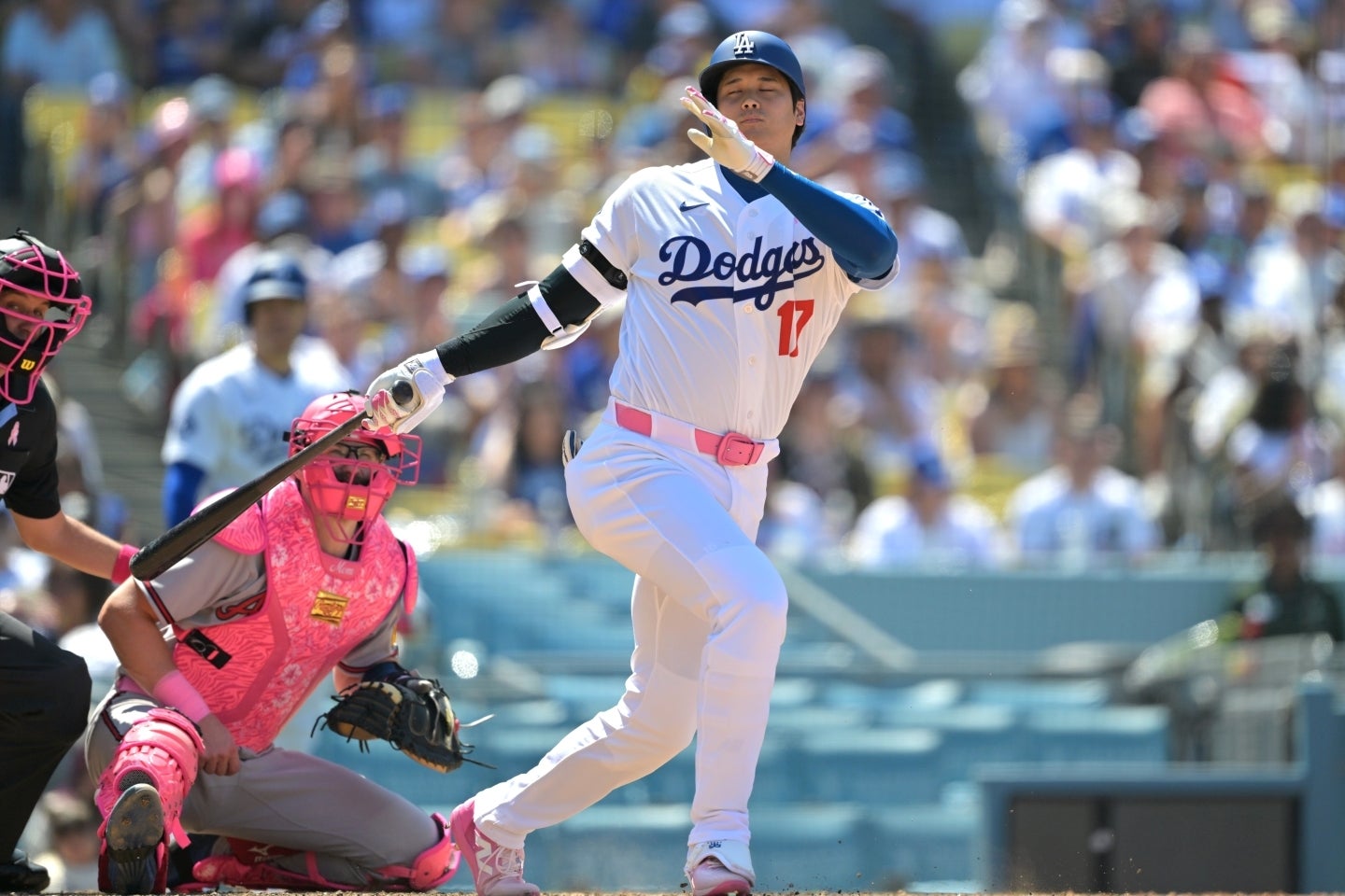 現地10日のブレーブス戦で大谷翔平は４の０。４試合ぶりに安打が出なかった。(C)Getty Images