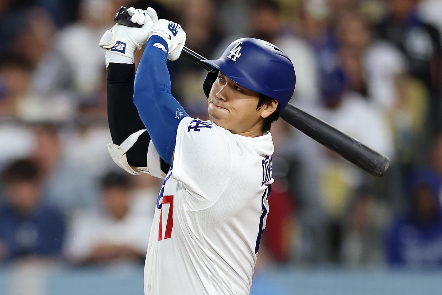 ドジャースの大谷翔平が12試合、53打席ぶりとなる７号本塁打を放った。(C) Getty Images