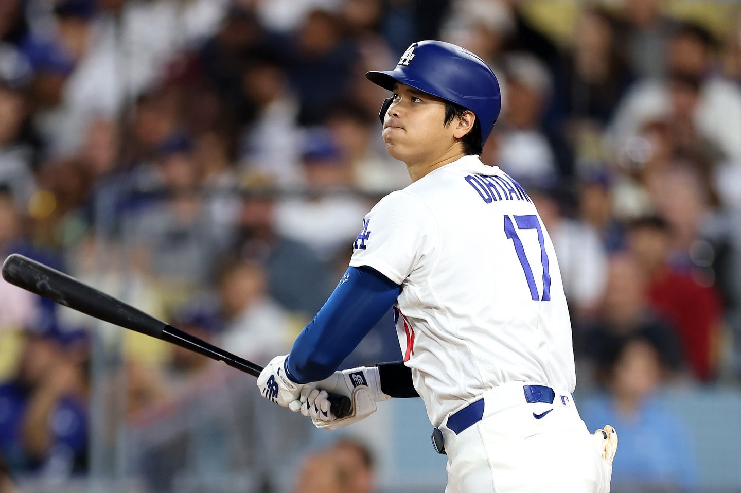 ドジャースの大谷翔平が12試合、53打席ぶりとなる７号本塁打を放った。(C) Getty Images