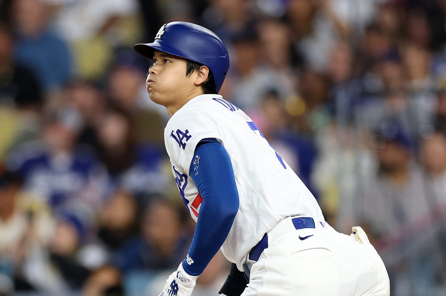 ドジャースの大谷翔平が12試合、53打席ぶりとなる７号本塁打を放った。直後の仕草が注目を集めている。(C) Getty Images