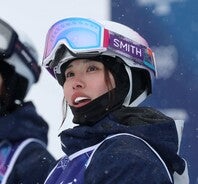 女子モーグルの中尾春香。２月のミラノ・コルティナ五輪に初出場し、決勝に進出した。(C)Getty Images