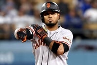 ドジャースの大谷を相手に２打数１安打１四球だったジャイアンツのアライズ。(C)Getty Images