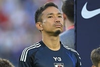５大会連続でW杯メンバーに選ばれた長友。写真：金子拓弥（THE DIGEST写真部）