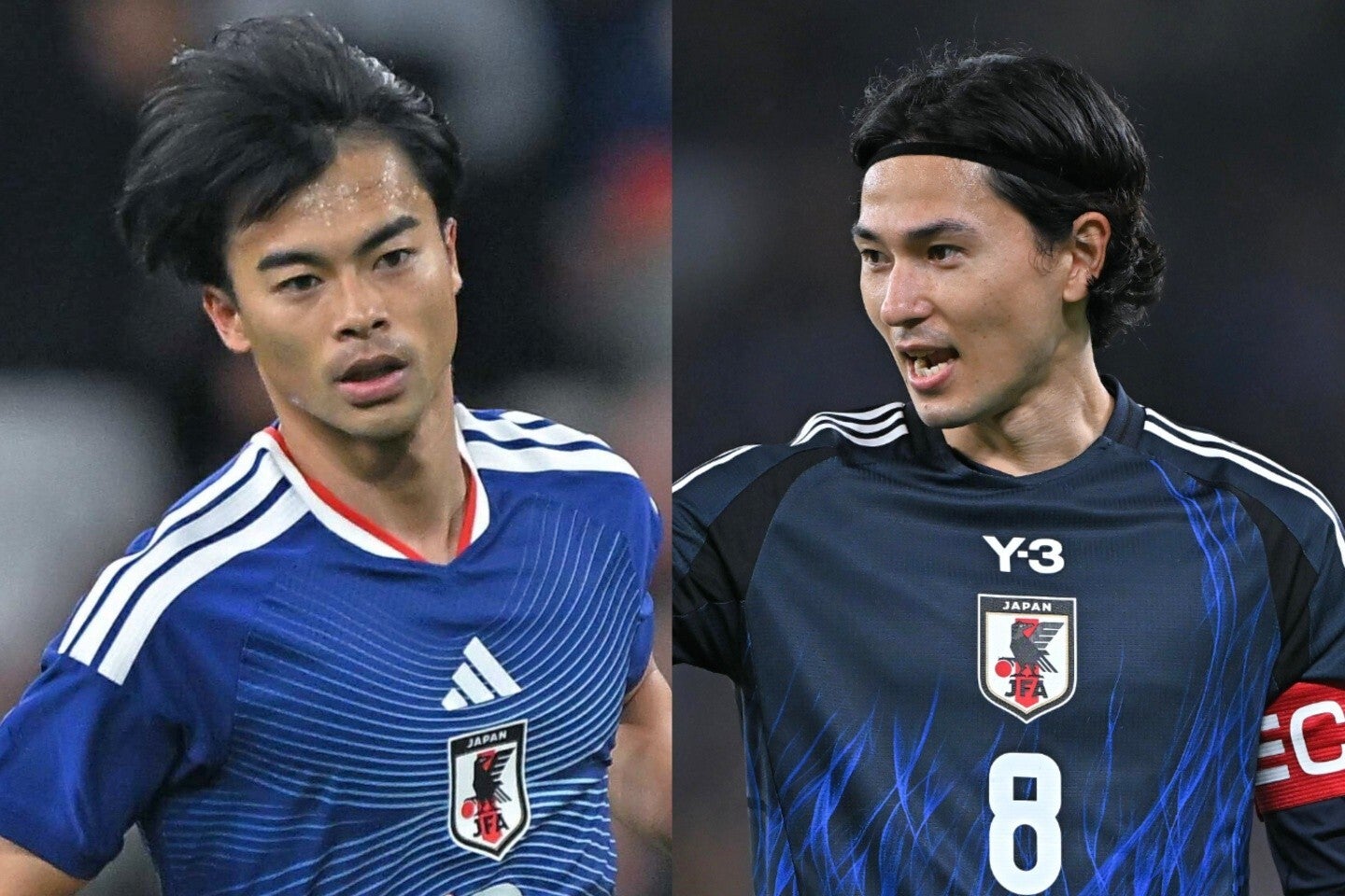選外となった三笘（左）と南野（右）。いずれも重傷を負っていた。写真：金子拓弥（THE DIGEST写真部）
