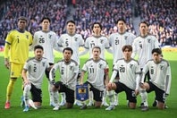 現地３月28日にスコットランド代表と対戦した日本代表。写真：金子拓弥（THE DIGEST写真部）