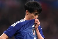 ハムストリングを負傷した三笘薫が、W杯メンバーに選ばれなかった。(C)Getty Images