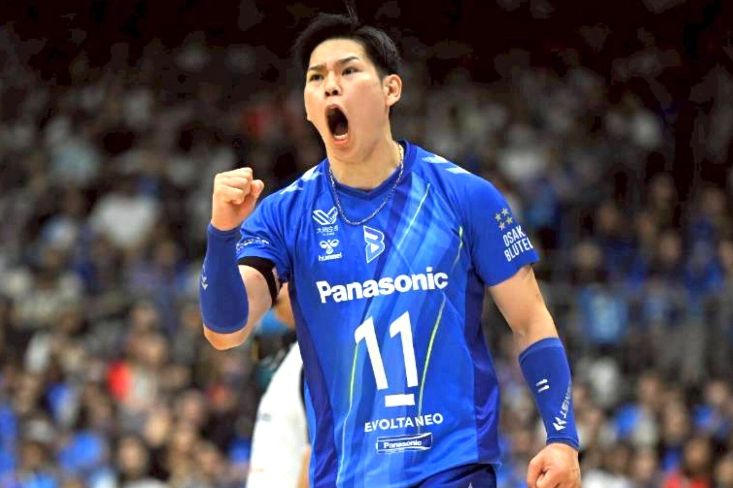 大阪Bのエース西田有志。CS第３戦で大爆発した。写真：金子拓弥（THE DIGEST写真部）