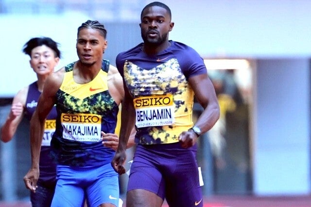 男子400mを制した米国のベンジャミン。序盤から他の選手をリードした。写真：梅月智史（THE DIGEST写真部）